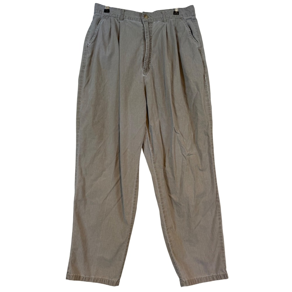LL Bean Tropic Weight Pleated Chinos Men 32 Taupe Khaki Cotton Pant Gorpcore VTG